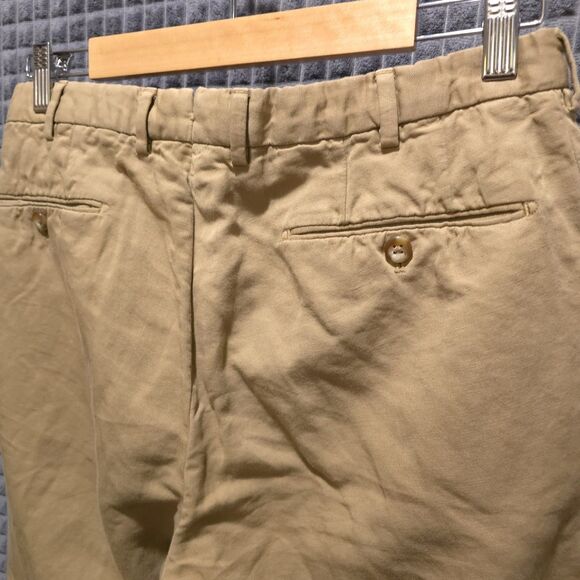 Incotex Slowear Linen Chinolino Pants 33x31 Khaki Flat Front Trousers Comfort - Picture 9 of 16